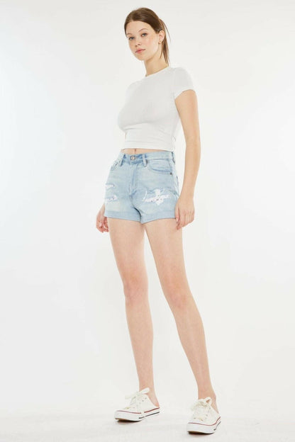 Kancan High Rise Repaired Mom Denim Shorts - Love Salve