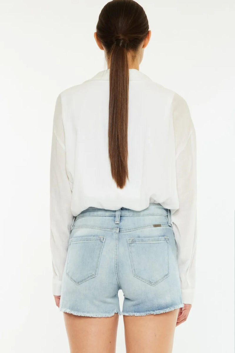 Kancan High Rise Side Slit Denim Shorts for Women - Love Salve 