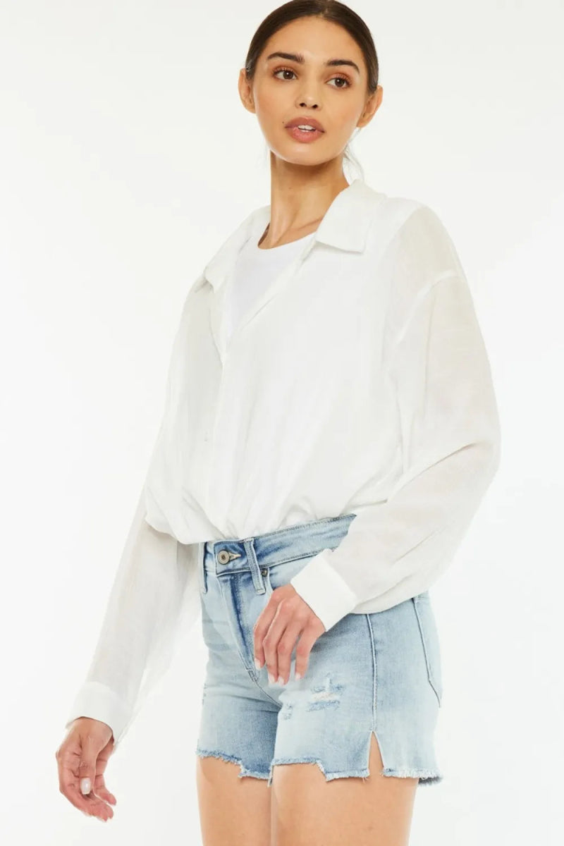 Kancan High Rise Side Slit Denim Shorts for Women - Love Salve 