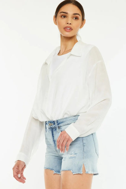 Kancan High Rise Side Slit Denim Shorts for Women - Love Salve 