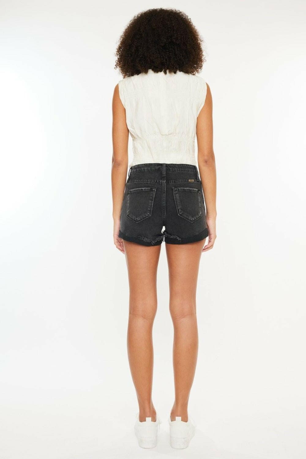 Kancan High Waist Distressed Denim Shorts - Love Salve