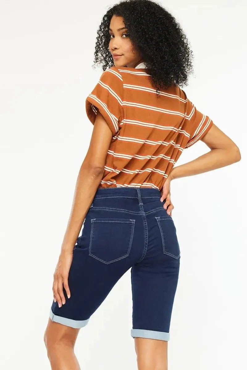 Kancan Mid Rise Bermuda Denim Shorts for Women Stylish - Love Salve 