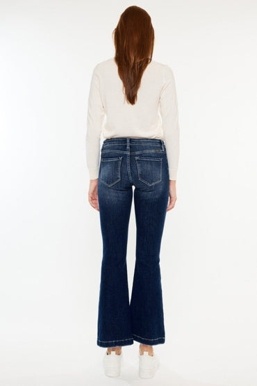 Kancan Mid Rise Button Fly Flare Jeans for Women - Love Salve 