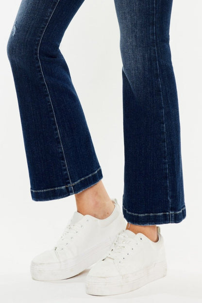 Kancan Mid Rise Button Fly Flare Jeans for Women - Love Salve 
