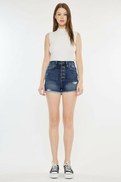 Kancan Raw Hem Button Fly Denim Shorts - Love Salve