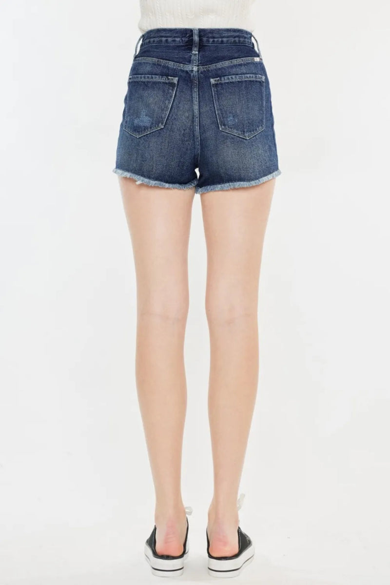 Kancan Raw Hem Button Fly Denim Shorts for Women - Love Salve 