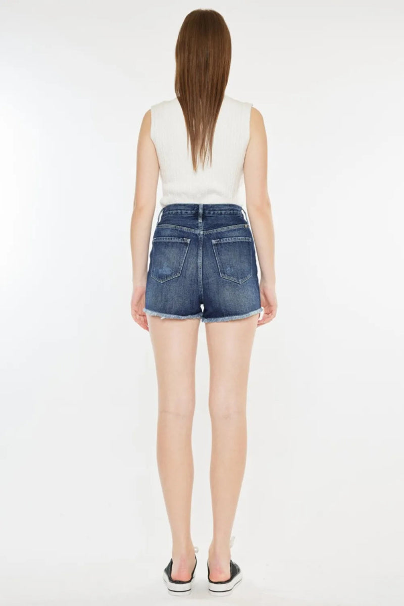 Kancan Raw Hem Button Fly Denim Shorts for Women - Love Salve 
