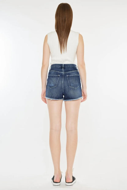 Kancan Raw Hem Button Fly Denim Shorts for Women - Love Salve 