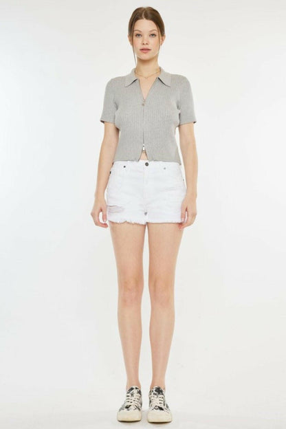 Kancan Raw Hem Distressed Denim Shorts - Love Salve