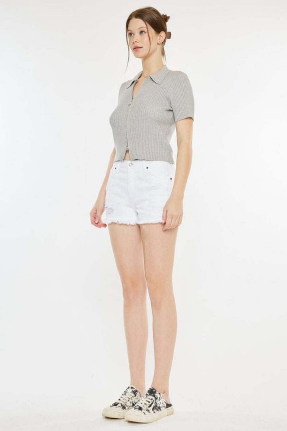 Kancan Raw Hem Distressed Denim Shorts - Love Salve