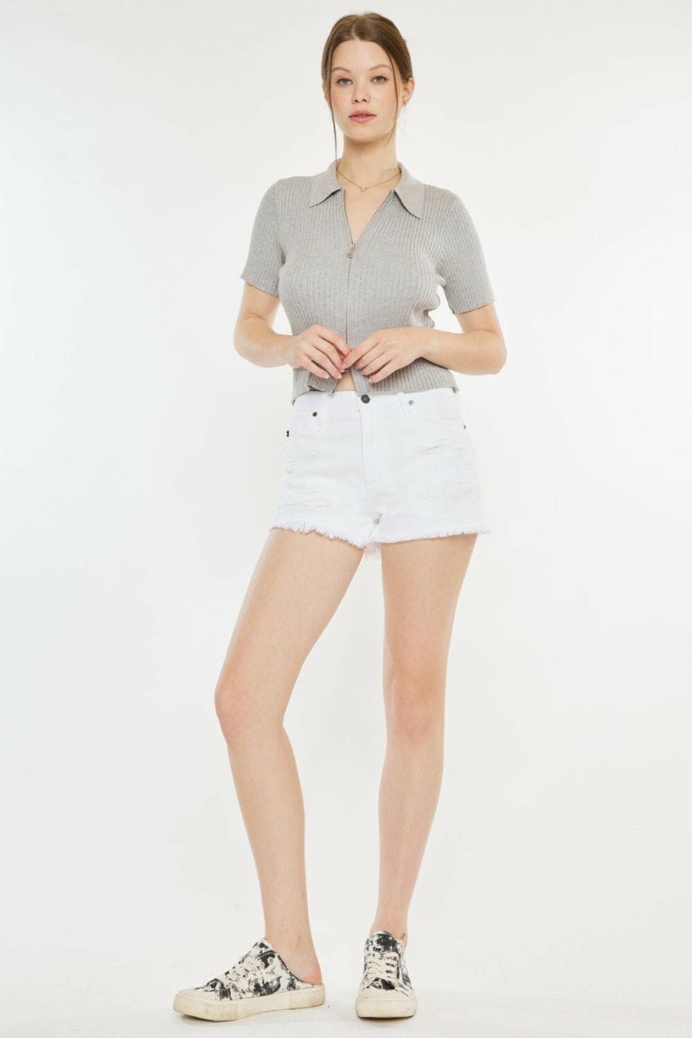 Kancan Raw Hem Distressed Denim Shorts - Love Salve