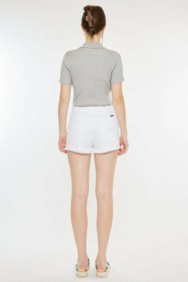 Kancan Raw Hem Distressed Denim Shorts - Love Salve