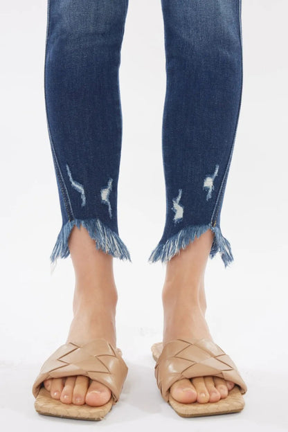 Kancan Raw Hem High Waist Cropped Jeans for Women - Love Salve 