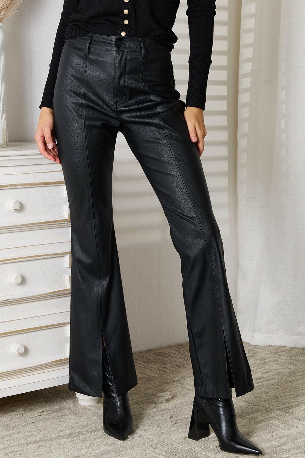 Kancan Slit Flare Leg Pants - Love Salve