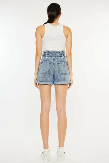 Kancan Ultra High Rise Paperbag Denim Shorts - Love Salve