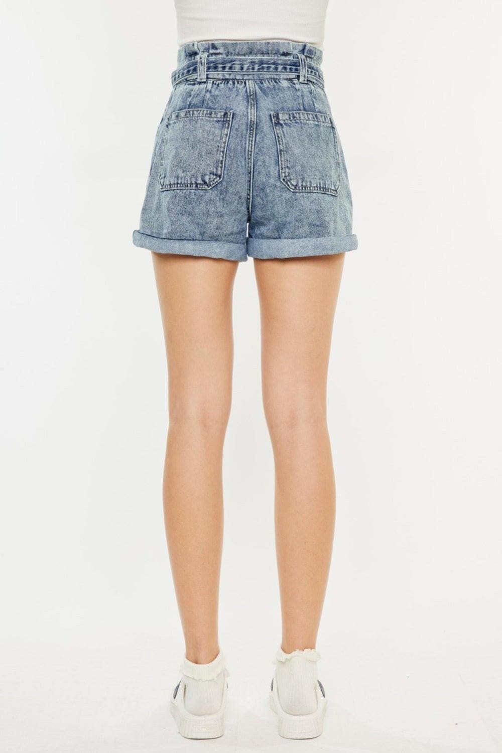 Kancan Ultra High Rise Paperbag Denim Shorts - Love Salve