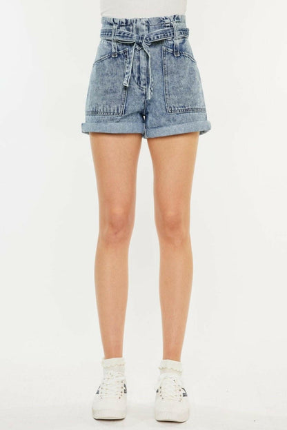 Kancan Ultra High Rise Paperbag Denim Shorts - Love Salve