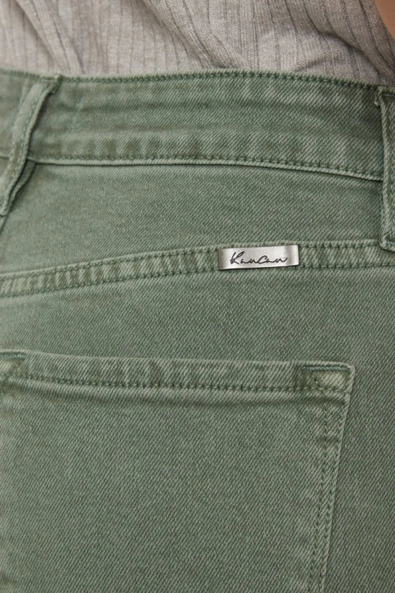 Kancan Ultra High Rise Straight Jeans in Olive Green - Love Salve 