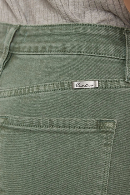 Kancan Ultra High Rise Straight Jeans in Olive Green - Love Salve 