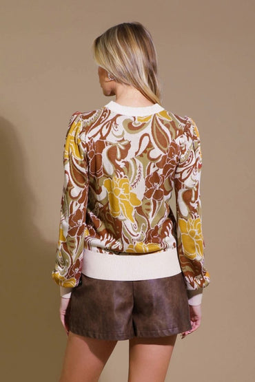 KEEPING TABS JACQUARD PULLOVER SWEATER TOP - Love Salve