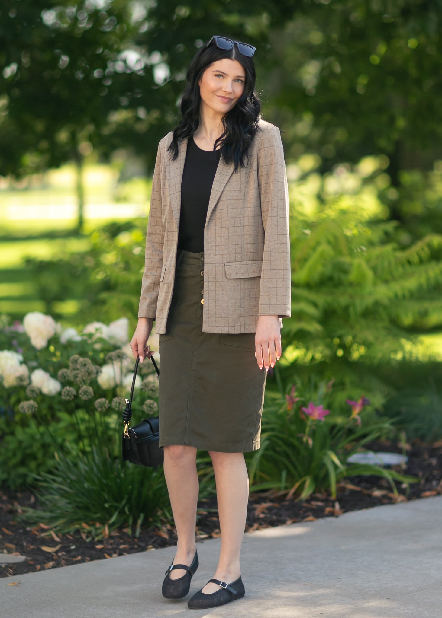 Kennedy Olive Midi Denim Skirt Inherit Co.