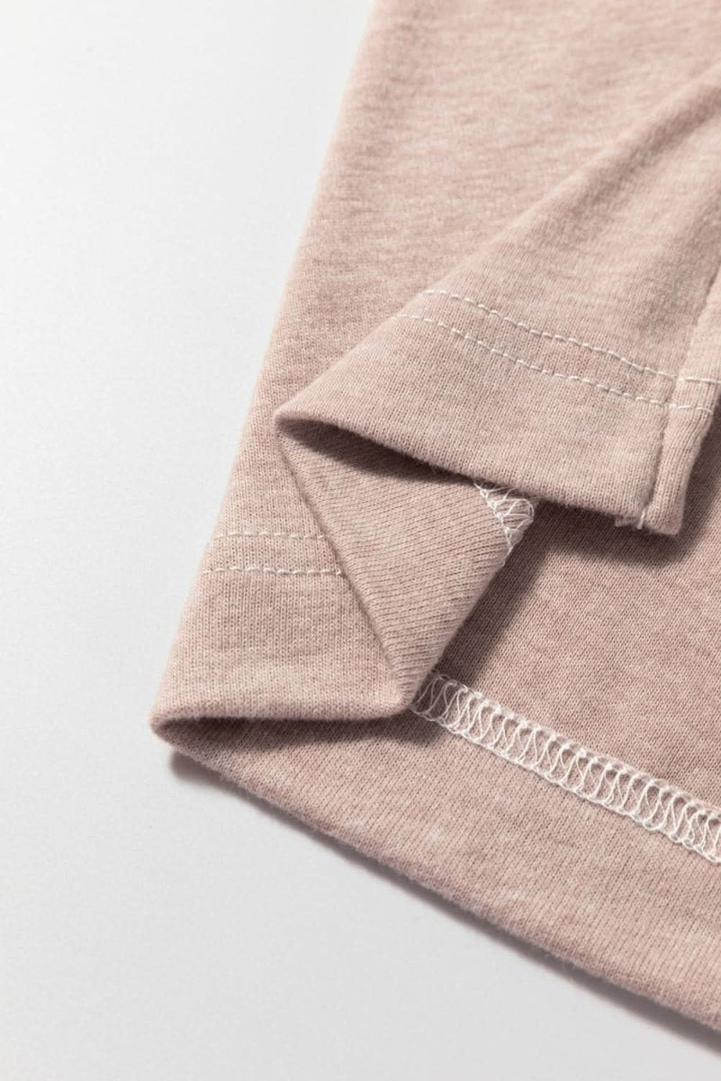 Khaki Colorblock Casual Long Sleeve Top - Love Salve