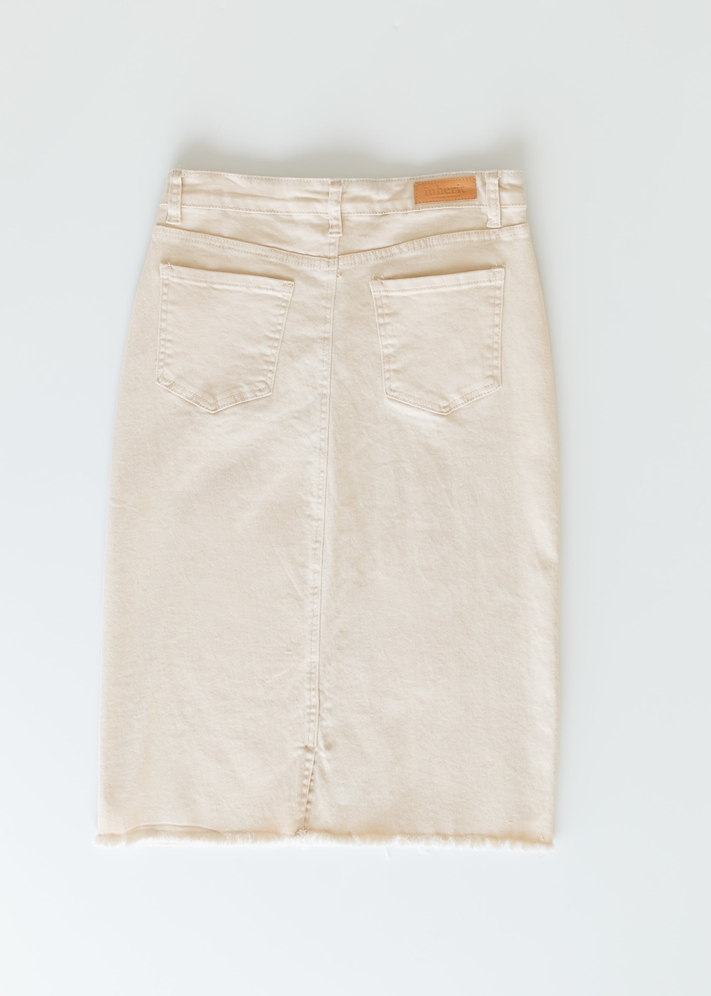 Kobe Raw Hem Denim Midi Skirt Inherit Co.