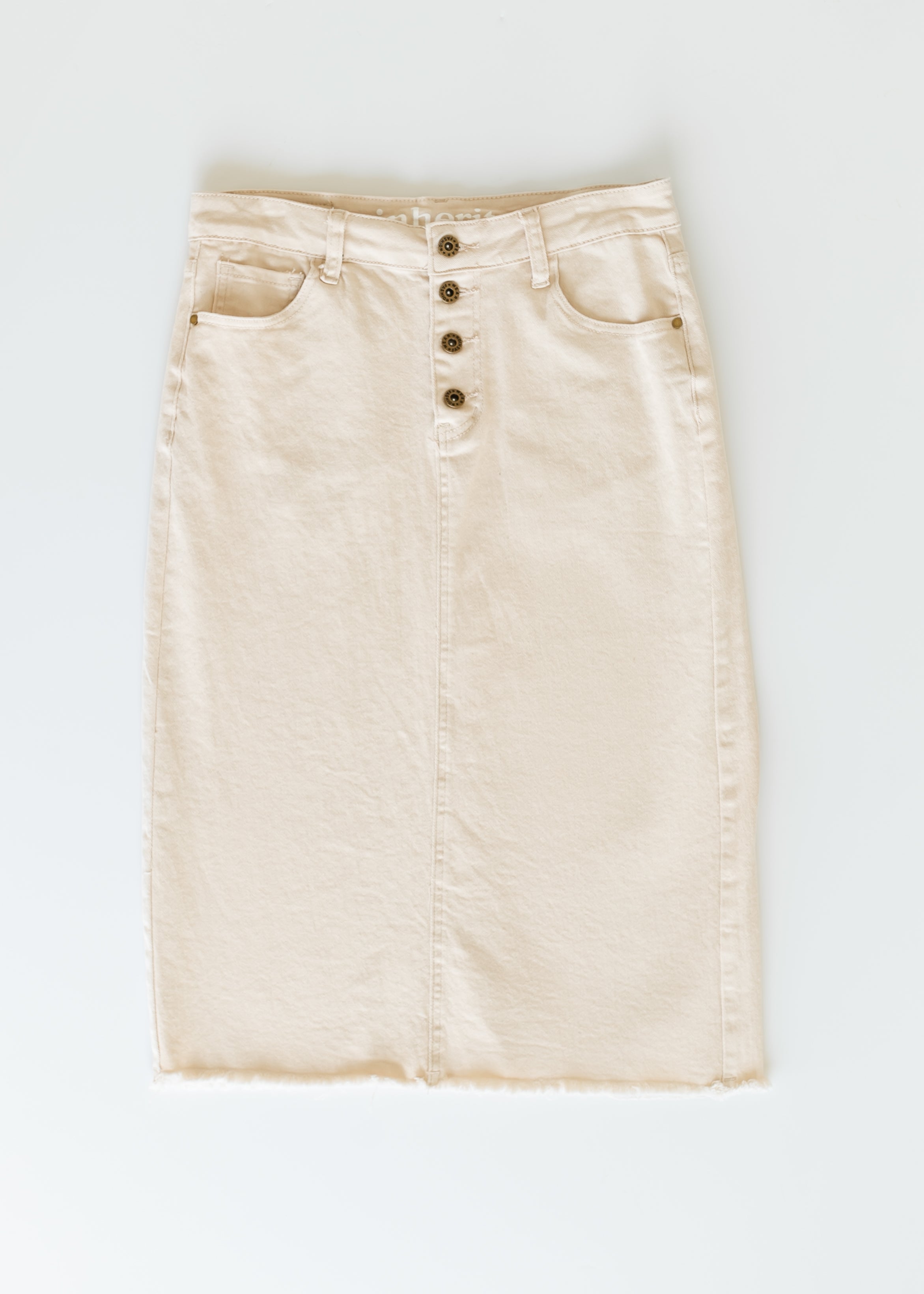 Kobe Raw Hem Denim Midi Skirt Inherit Co.