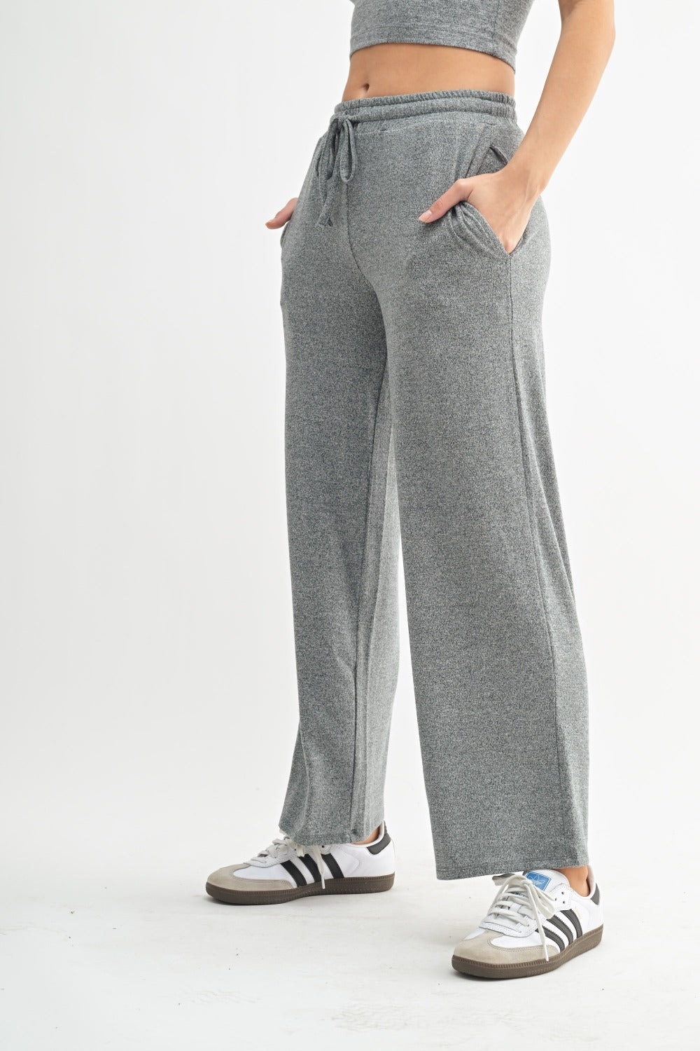 CloudSoft Wide Leg Lounge Pants Gray Ultra Soft Knit Fitkitty Culture Athleisure Wear, Yoga Wear & Women's Clothing