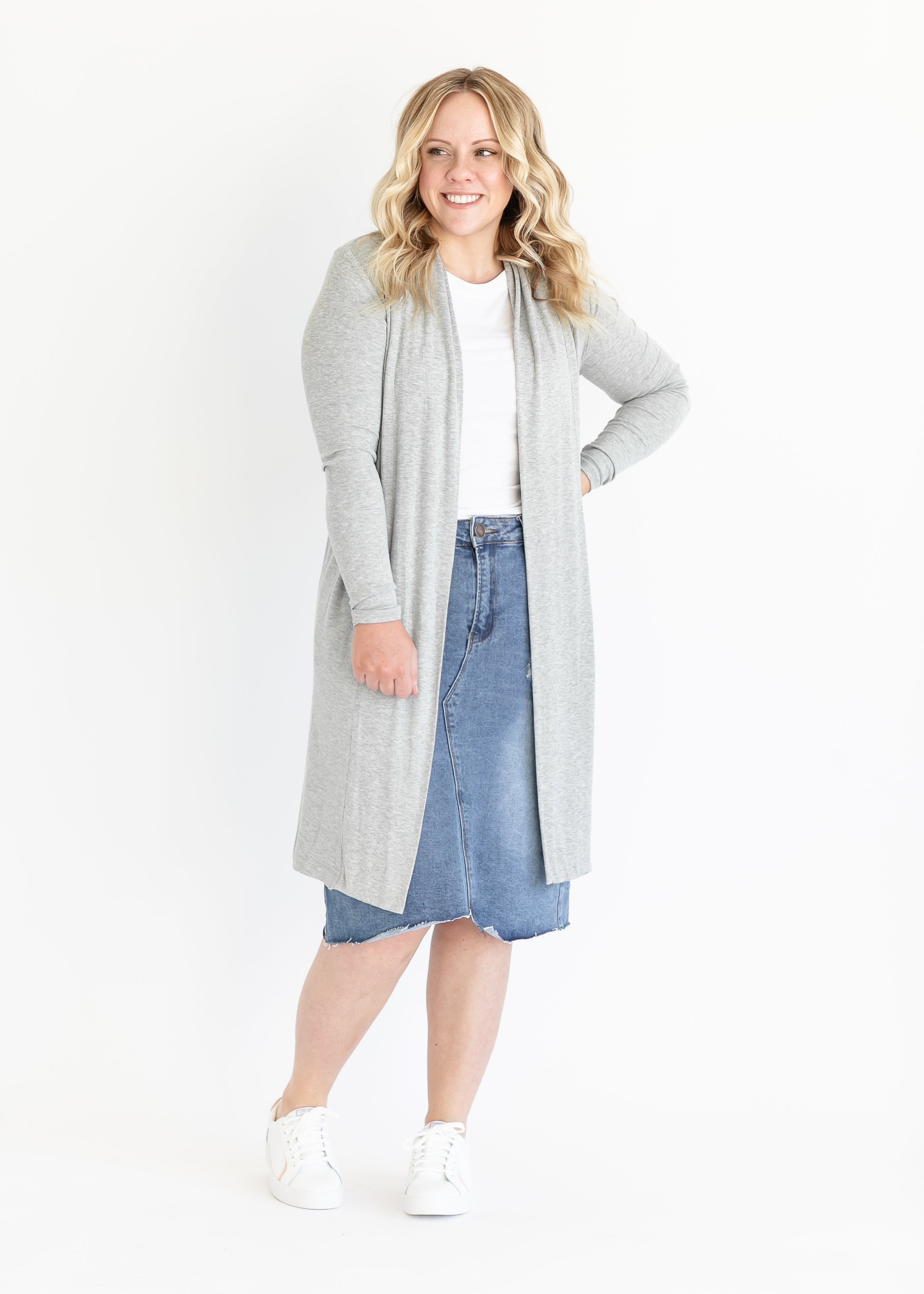 Kylin Lightweight Open Front Cardigan With Deep Pockets Inherit Co.