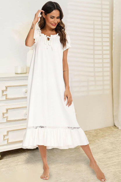 Cozy Lace Accent Lounge Dress with Short SleevesCozy Lace Accent Lounge Dress with Short Sleeves
 Upgrade your loungewear game with our Cozy Lace Accent Lounge Dress. Embrace comfort and style effortlessly!
 Main Love Salve Cozy Lace Accent Lounge Dressswimwear