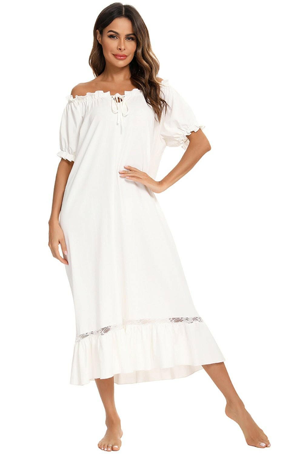 Cozy Lace Accent Lounge Dress with Short SleevesCozy Lace Accent Lounge Dress with Short Sleeves
 Upgrade your loungewear game with our Cozy Lace Accent Lounge Dress. Embrace comfort and style effortlessly!
 Main Love Salve Cozy Lace Accent Lounge Dressswimwear