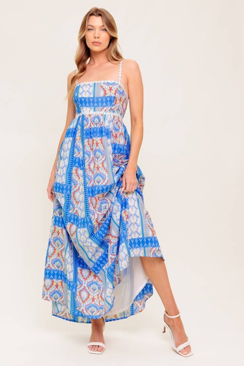 LASTING MAGIC BLUE WOVEN MAXI DRESS - Love Salve