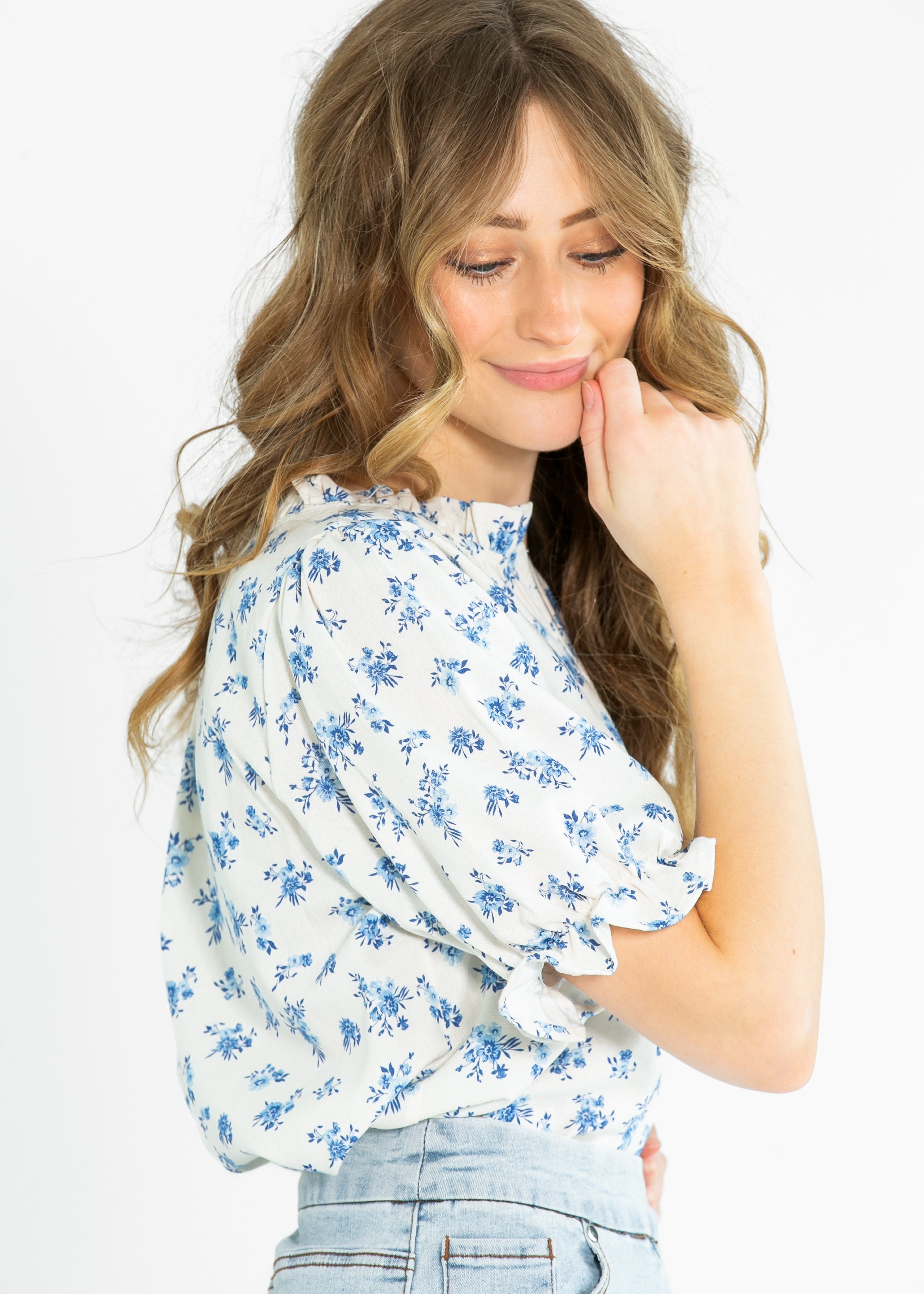 Laurel V-neck Floral Short Sleeve Top - FINAL SALE Inherit Co.