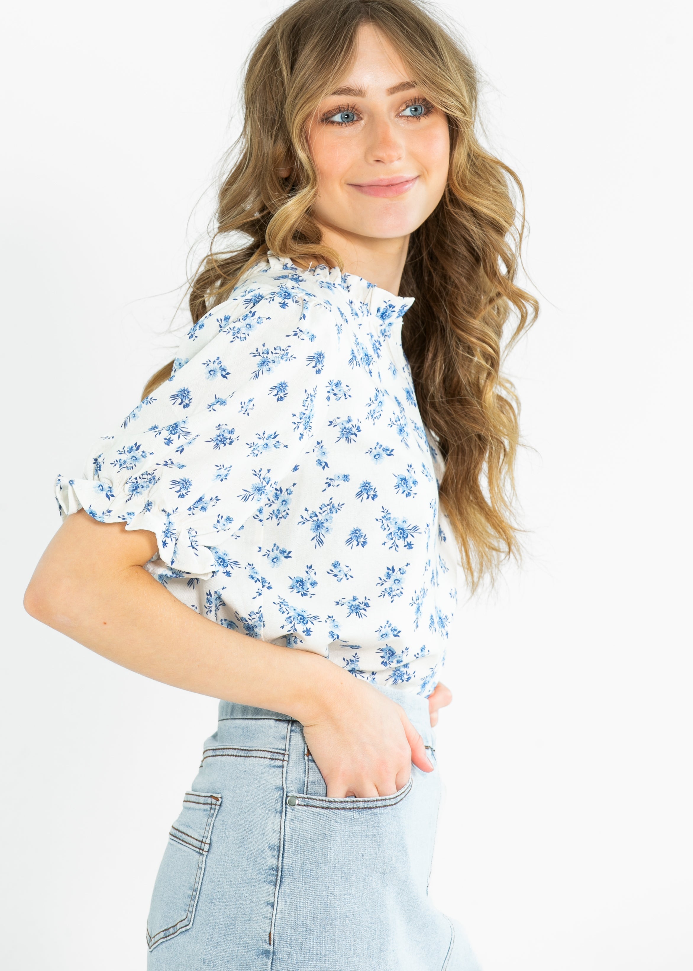 Laurel V-neck Floral Short Sleeve Top - FINAL SALE Inherit Co.