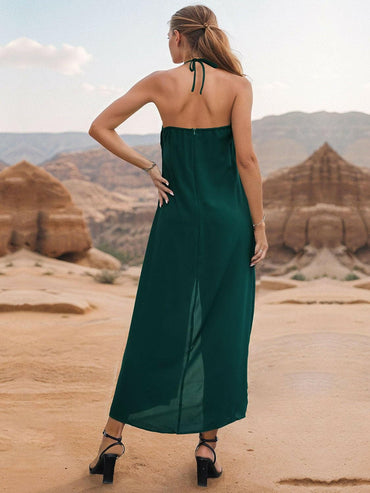 Layered Halter Neck Wide Leg Jumpsuit - Love Salve