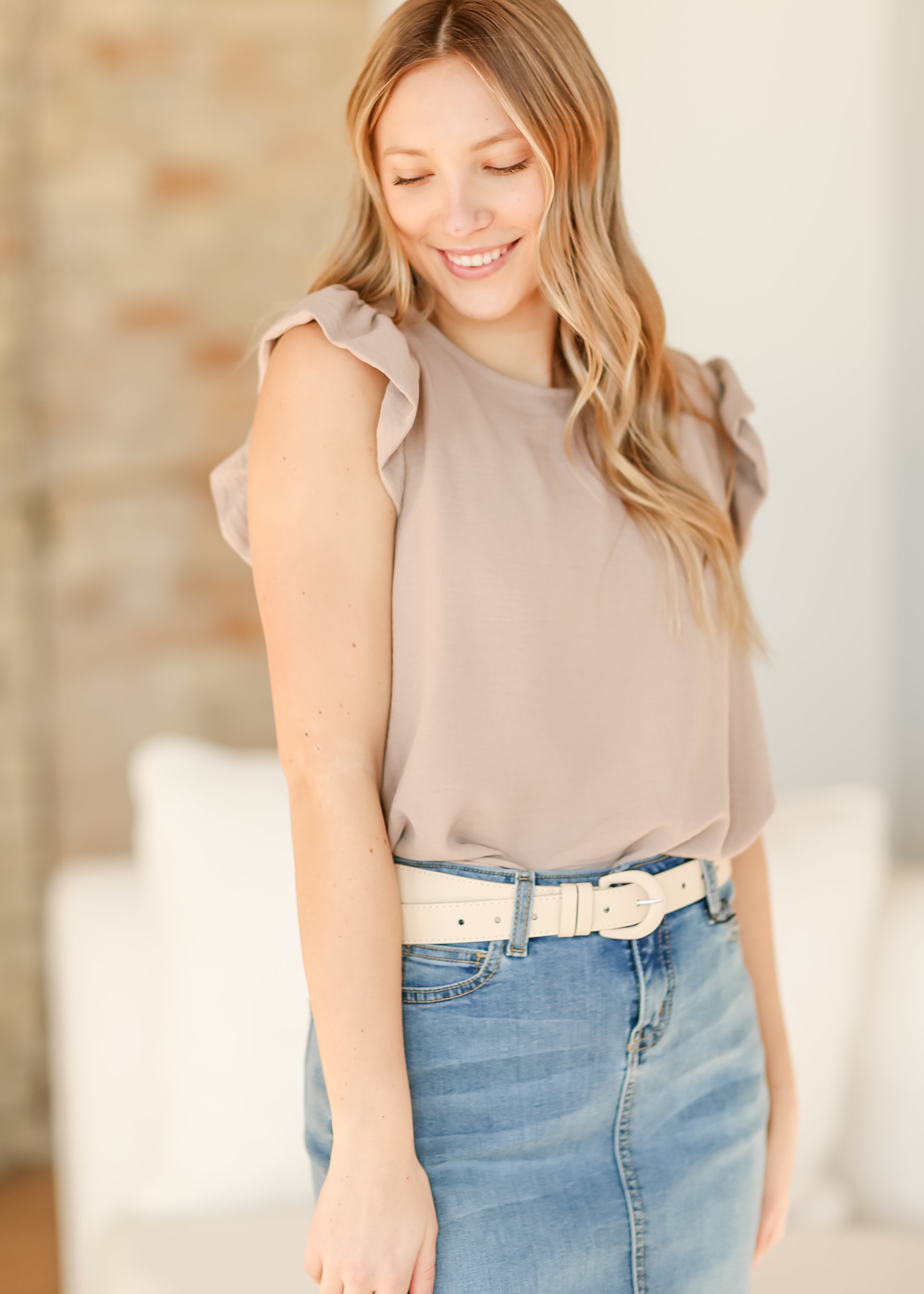 Leanne Ruffle Cap Sleeve Top Inherit Co.