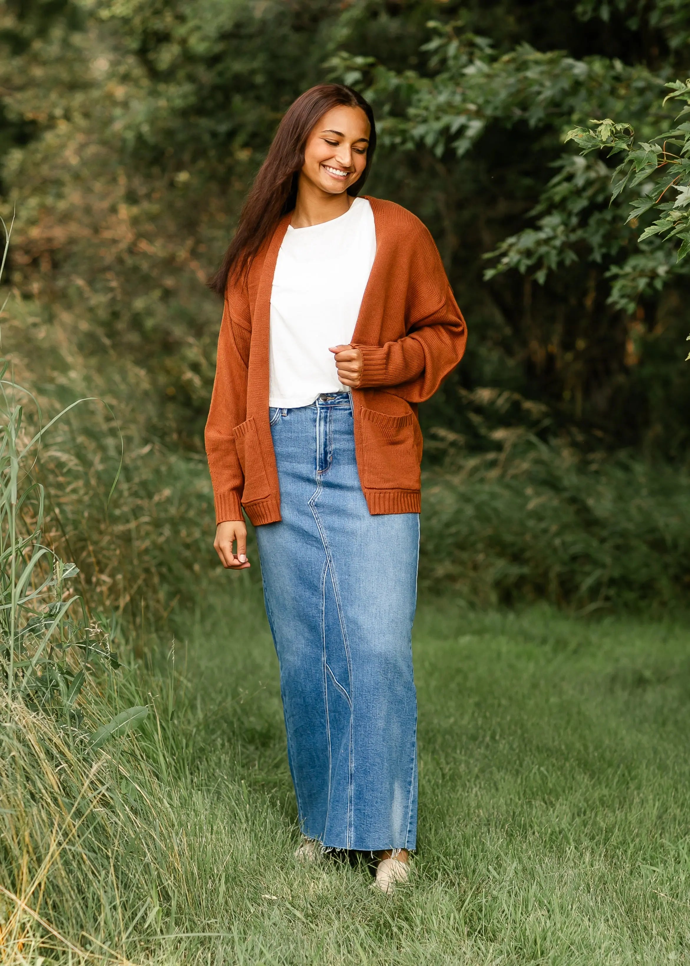 Lee A-Line Raw Hem Maxi Skirt Inherit Co.