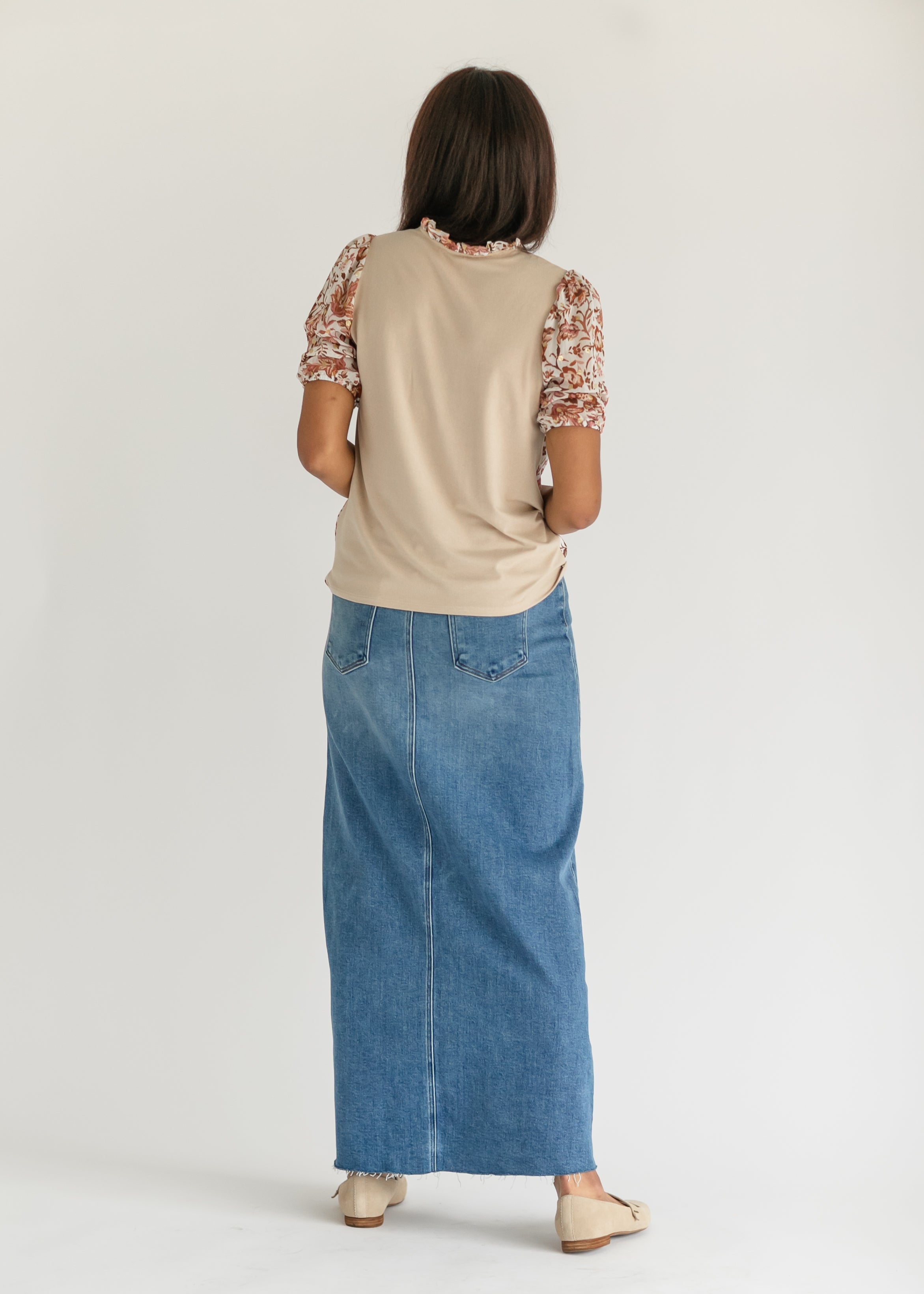 Lee A-Line Raw Hem Maxi Skirt Inherit Co.