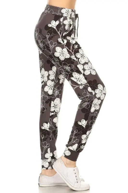Leggings Depot Full Size Buttery Soft Floral Joggers Plus Size - Love Salve 