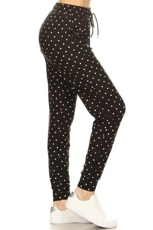 Leggings Depot Full Size Buttery Soft Polka Dot Joggers - Love Salve 