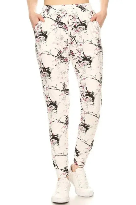 Leggings Depot Full Size Buttery Soft Printed Joggers Plus Size - Love Salve 