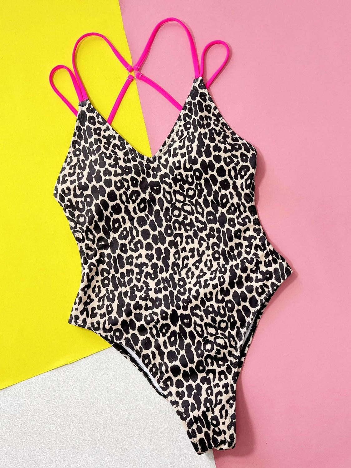 Leopard Plunge Spaghetti Strap One-Piece Swimwear - Love Salve