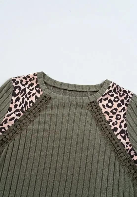 Leopard Round Neck Long Sleeve T-Shirt - Love Salve 