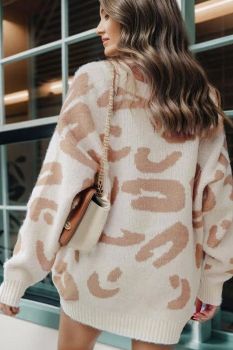 Leopard V Neck Button Down Cardigan - Love Salve 