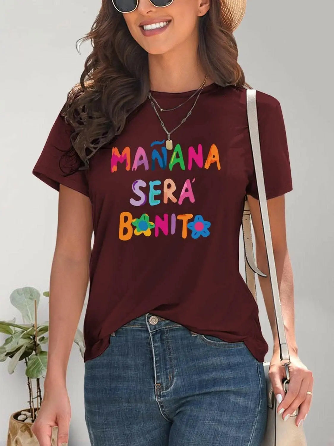 Chic graphic print short sleeve tee - Love Salve 