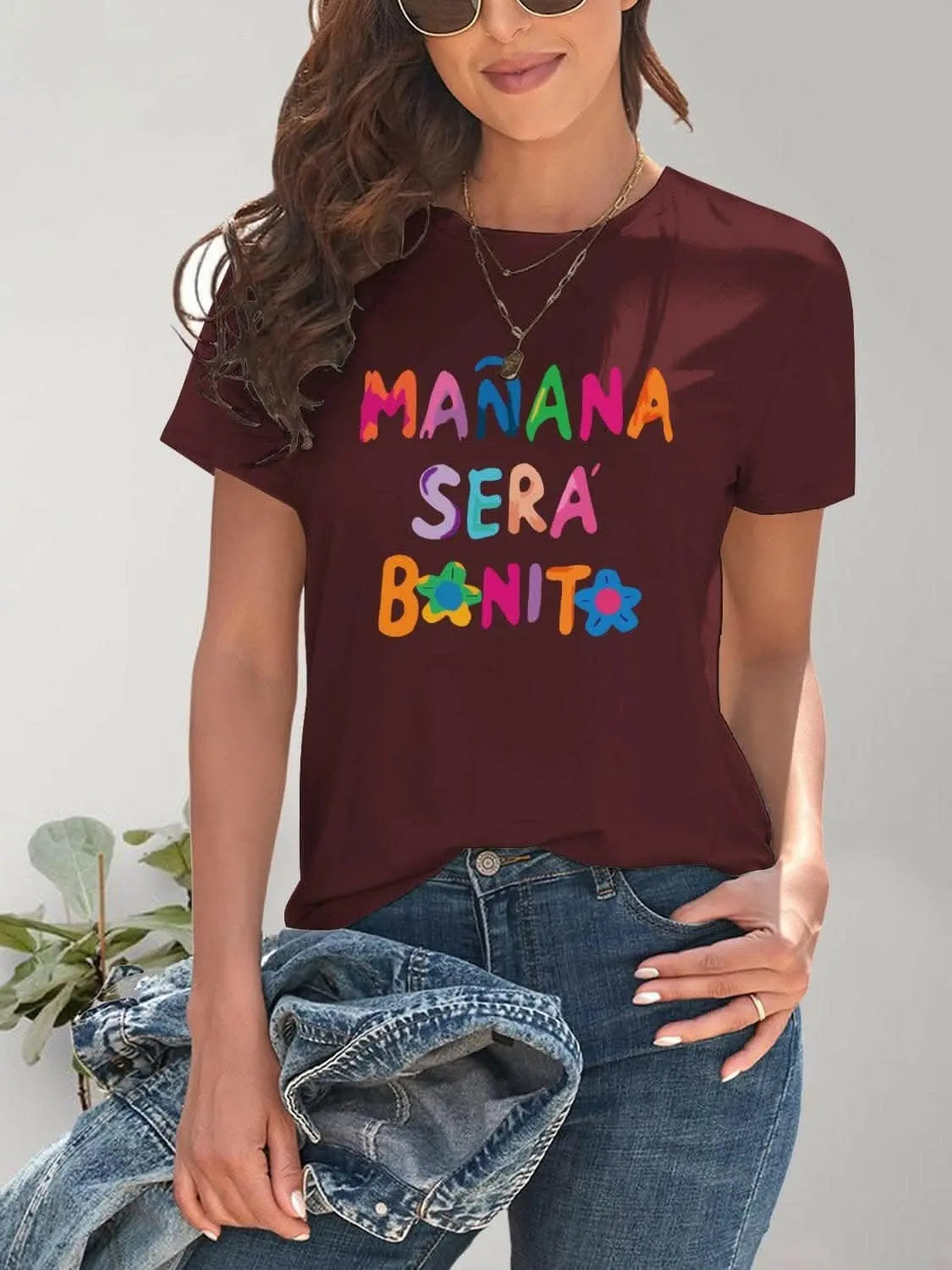 Chic graphic print short sleeve tee - Love Salve 