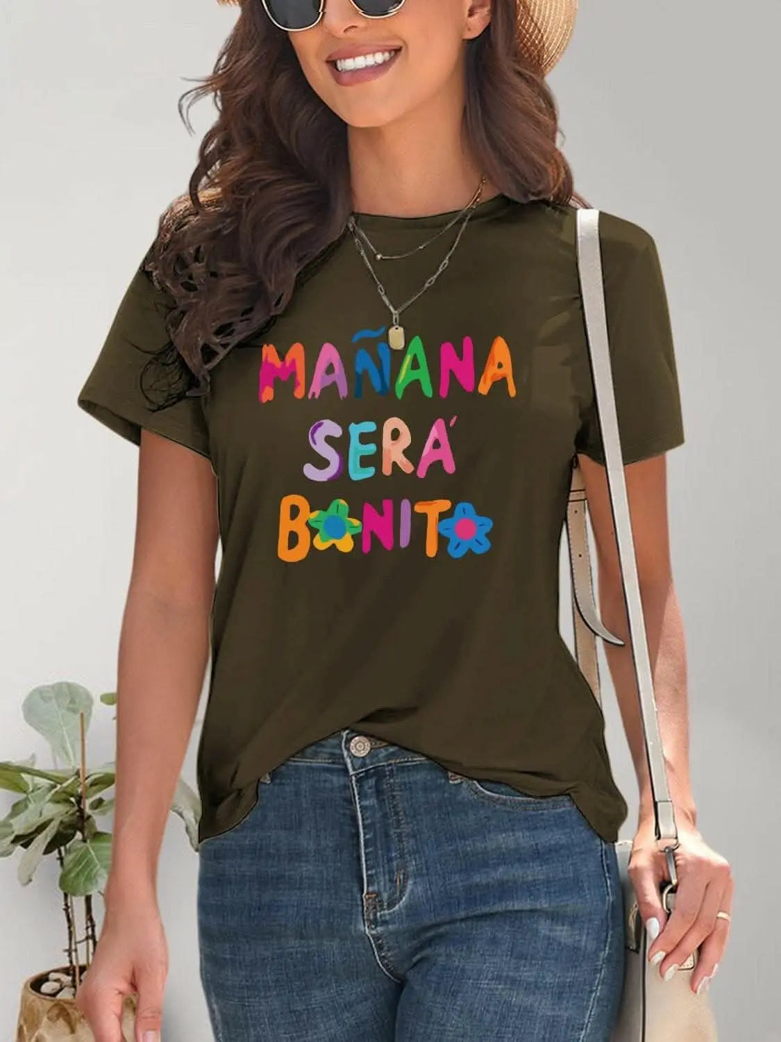 Chic graphic print short sleeve tee - Love Salve 