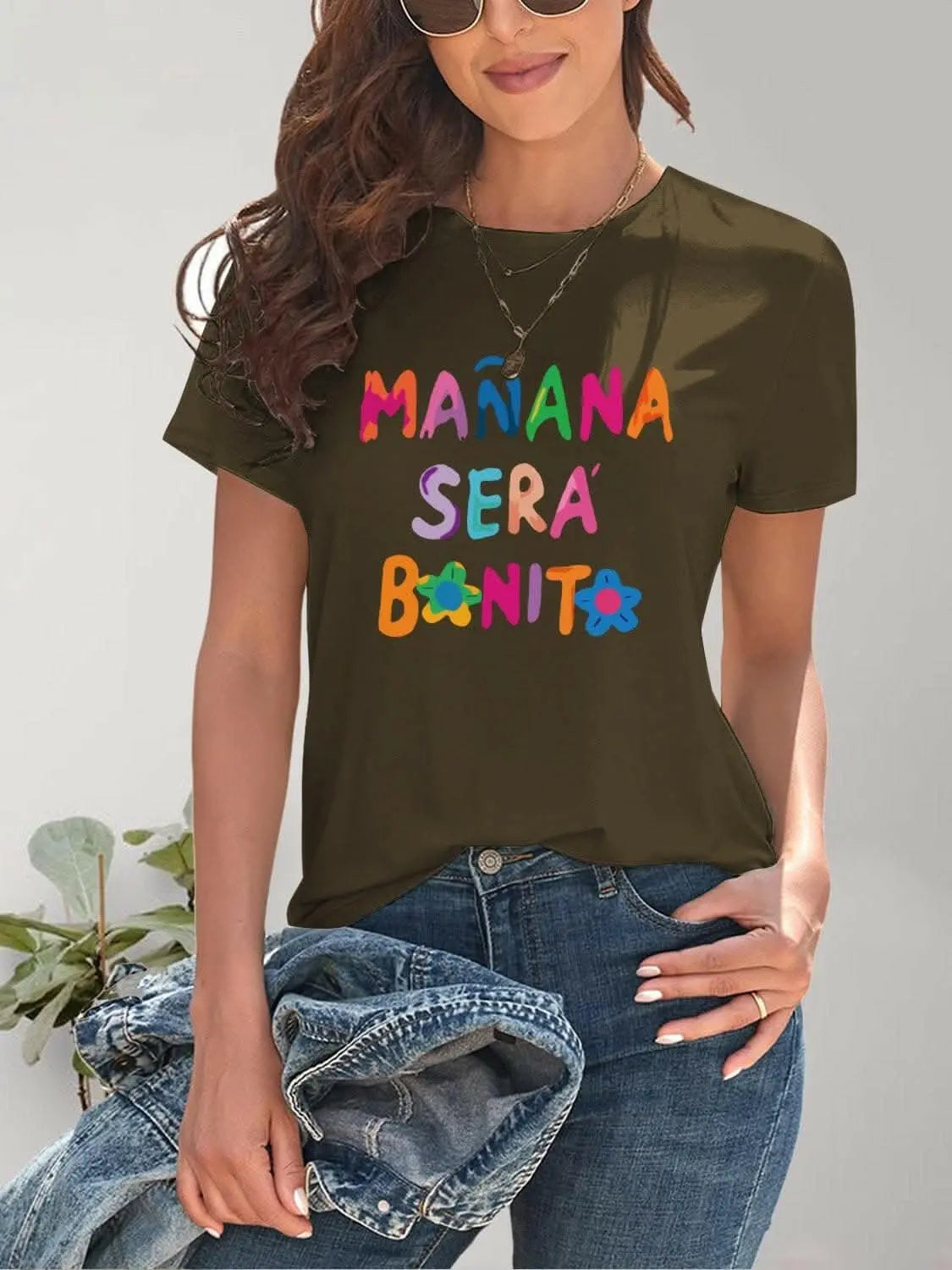 Chic graphic print short sleeve tee - Love Salve 