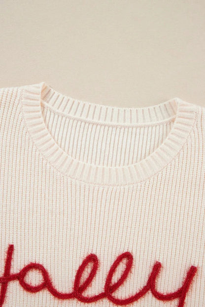 Letter Round Neck Long Sleeve Sweater - Love Salve 
